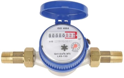 Dailygoody - Watermeter - Geijkte Koudwatermeter - Betrouwbaar en Duurzaam - 15 mm - Tuin en Huishouden - Inclusief Armaturen - Met Beschermhoes