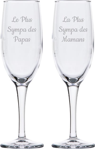 Champagneglas gegraveerd - 16,5cl - Le Plus Sympa des Papas & La Plus Sympa des Mamans