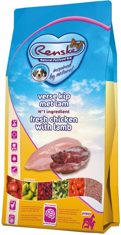 Renske Puppy Voeding - Kip Lam - Natuurlijke Hondenvoeding 2kg - Omega-3 DHA