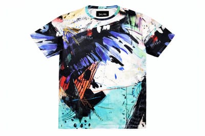Heren / Mannen korte mouw T-shirt | Wit-Blauw-Zwart | Strand mode | Hawaii print | Maat S