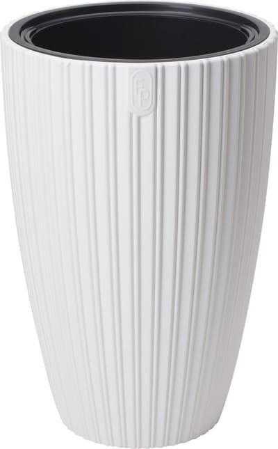 Form Plastic Plantenpot/bloempot Mika - kunststof - wit - D30 x H48 cm - met binnenpot - rond