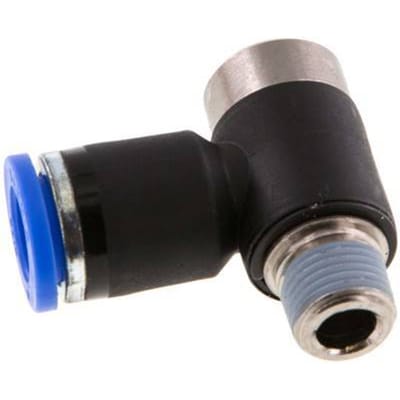 8mm x R1/8'' 90 graden L-vorm Messing/PA 66 Insteekfitting Buitendraad Binnenzeskant Draaibaar NBR [2 Stuks]