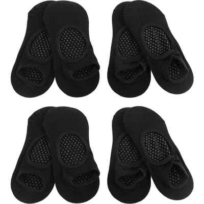 4 Paar Antislipsokken voor Dames Ideaal voor Pilates Pure Barre Ballet Dans Barefoot Workout Wreef Open Design One Size black