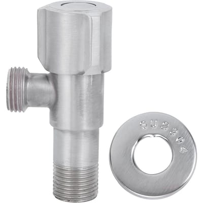 Robinet d'arrêt d'eau chaude et froide en acier inoxydable à filetage G1/2 po Robinet d'angle pour lavabo de cuisine Accessoires de toilette white