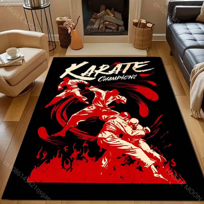 Competitief Karate Bedrukt Tapijt voor Slaapkamer Woonkamer Bedzijde Sofa Vloermat Moderne Huisdecoratie Vloerkleed Machinewas 40x60cm (16x24in)