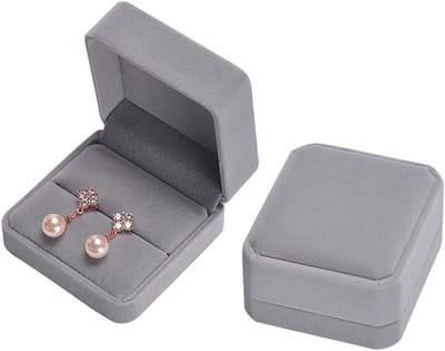 Juwelendoosjes Set - Ringendoosjes Oorbellen - Sieraden Opbergen - Zijdezacht Velours - 50 x 55 x 40 mm - Grijs