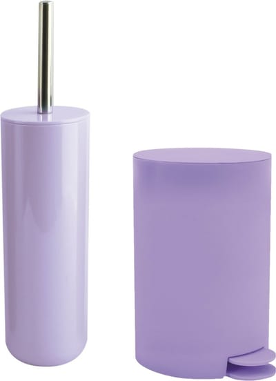 MSV Toiletborstel in houder/pedaalemmer set Moods - kunststof - lila paars