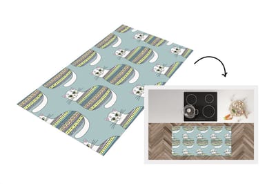 Keukenloper - Loper keuken - Meisje - Katten - Trui - Patronen - 120x60 cm - Keukenloper vinyl