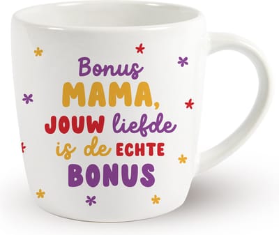 Miko - Bonusmama - Jouw Liefde Is De Echte Bonus - Koffie - Beker - Mok - Moederdag Cadeautje - Verjaardagscadeau - 350 ml - Cadeau Vrouw