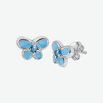YO&NO - Oorbellen - Zilver - Oorhangers - Vlinder - Steker - Topaas - 9/8mm - Kinderen - Zilver 925