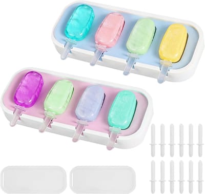 Creatieve IJsvormen voor Ijslollys - 2 Stuks Siliconen Mallen met Deksel voor Zelfgemaakte IJsstaafjes en Cake Pops, Perfect voor Verfrissende Snacks en Feestjes