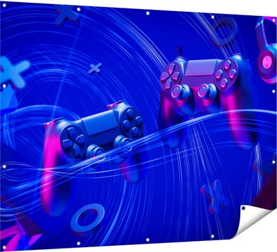 Gards Tuinposter Twee Gaming Controllers - Gamen - 160x120 cm - Tuindoek - Tuindecoratie - Wanddecoratie buiten - Tuinschilderij