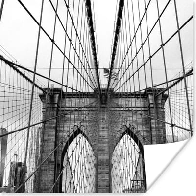 Poster Brug - Architectuur - Zwart - Wit - USA - 100x100 cm XXL