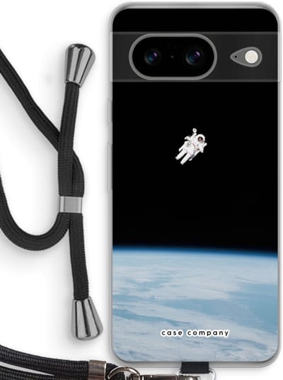 Case Company® - Hoesje met koord geschikt voor Google Pixel 8 hoesje met Koord - Alone in Space - Telefoonhoesje met Zwart Koord - Bescherming aan alle Kanten en Over de Schermrand