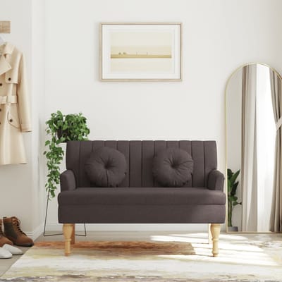 vidaXL - Bankje - met - kussens - 113x64,5x75,5 - cm - stof - donkerbruin