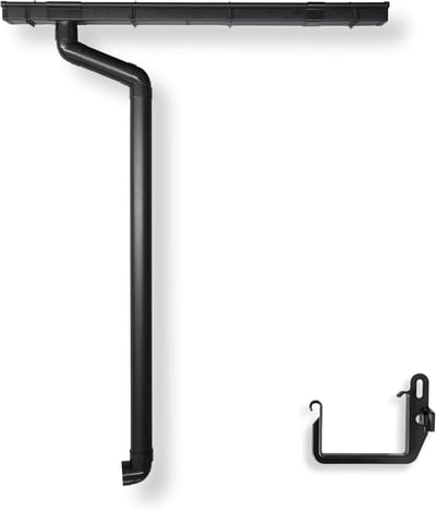 Dakgoot Kastengoot Set - Zijwaterafvoer PVC - Waterafvoer Huis - Compleet met regenpijp - Tot 350cm daklengte - Antraciet