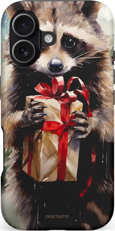 Casetastic hoesje geschikt voor Apple iPhone 17 - MagSafe - Dubbellaagse bescherming - Winter Wasbeer Presentje - Fashion Case - Zwart Grijs Taupe