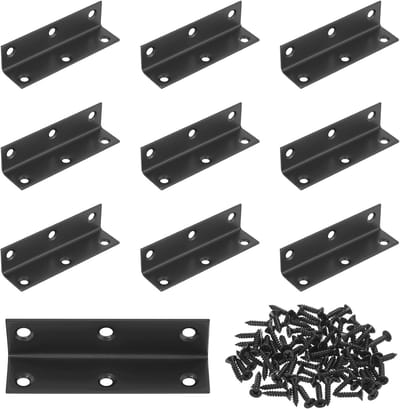 Hoekverbinders metaal - Bevestigingshoek 90 graden - Meubelreparatie verstevigen - Roestvrij staal - 80 x 21 x 21 mm - Zwart