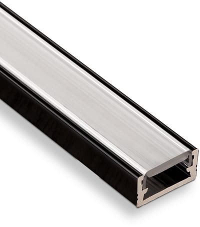 3 x SO-TECH® LED- Profiel-11 zwart Opbauwprofiel 2000 x 14 x 7 mm met opal gekleurde diffusie afdekking