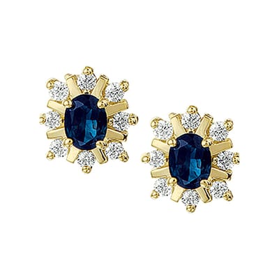 Oorknoppen Saffier En Diamant 0.16ct H P1 Halo