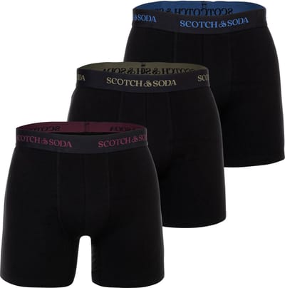 Scotch & Soda 3pk Mens Cotton Stretch Boxer Brief Black/bright Size: L | Underpants Outlet | Heren | Zwart