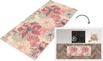 Keukenloper - Loper keuken - Patroon - Bloem - Design - Jaren 20 - 120x50 cm - Keukenloper vinyl