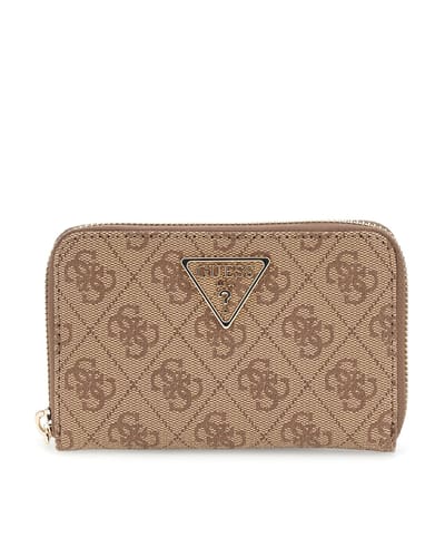 GUESS portemonnee Laurel II SLG Zip Around Wallet Latte Logo / Brown Lichtbruin