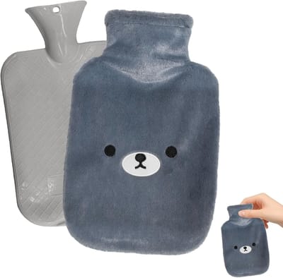 Warmwaterkruik met Pluche Hoes van 2 Liter, Ideaal voor Nek- en Schouderpijn, Zachte en Knuffelige Warmte voor Handen en Voeten
