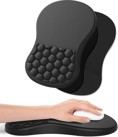 Ergonomische muismat met massage-design en traagschuim palmsteun - antislip PU-onderkant - voor kantoor (zwart)
