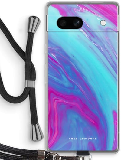 Case Company® - Hoesje met koord geschikt voor Google Pixel 7A hoesje met Koord - Zweverige regenboog - Telefoonhoesje met Zwart Koord - Bescherming aan alle Kanten en Over de Schermrand