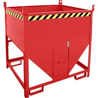 Bauer silocontainer SGS 75, met schuifpoort, L 1000 x B 1200 x H 1260 mm, 0,75 m³, tot 1000 kg, staal, vuurrood
