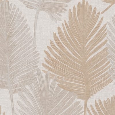 Natuur behang Profhome 786731-GU vliesbehang hardvinyl warmdruk in reliëf gestructureerd met bloemmotief en metalen accenten crème goud parelmoer-grijs zilver 5,33 m2