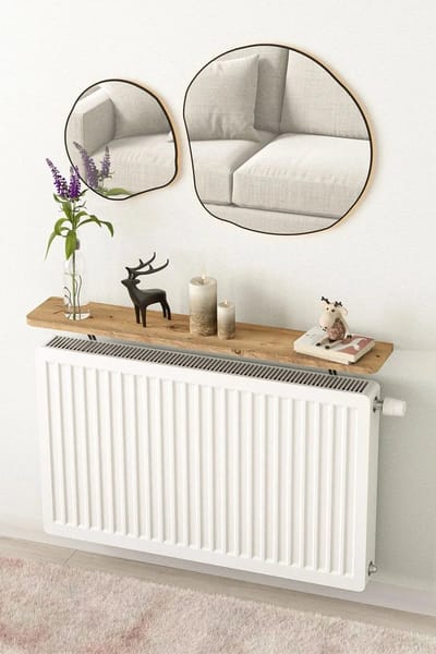 STAR&STER Ongemonteerde vliegende plank op het radiatordressoir, radiatorradiatorplank, boekenplank, 120 x 18 cm,Atlantic PINE ovaal gesneden