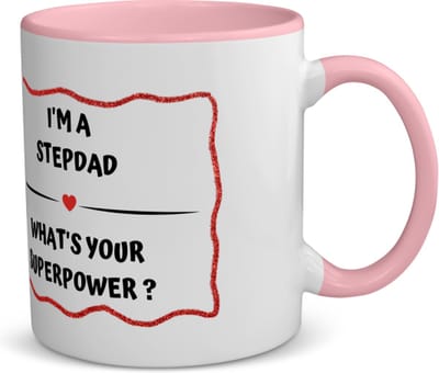 Akyol - i'm a stepdad what's your superpower? koffiemok - theemok - roze - Papa - super stiefvader - vader cadeautjes - vaderdag - verjaardag - geschenk - kado - 350 ML inhoud