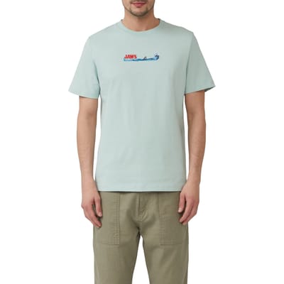s.Oliver  T-shirts Blue Green Größe: L | Bedruckte T-Shirts Outlet | Herren | Blau