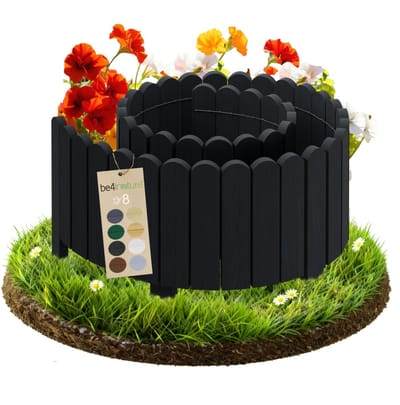 be4nature Flexibele Rolboarder hout 200 x 10 cm Zwart Geïmpregneerde Borderrand tuin Tuinafscheiding Gazonafscheiding