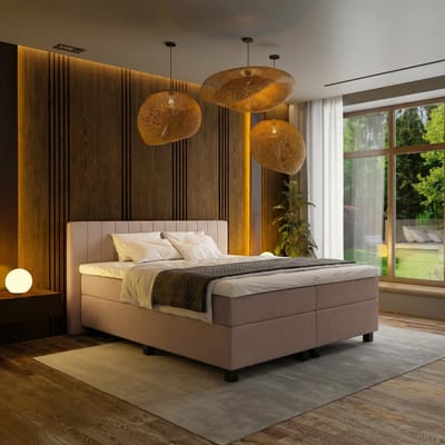 Mörgenn Boxspring Douze - Pocketvering - 12-Baans Hoofdbord - Oud Roze - 100x210 cm - Inclusief Dekbed en Kussens