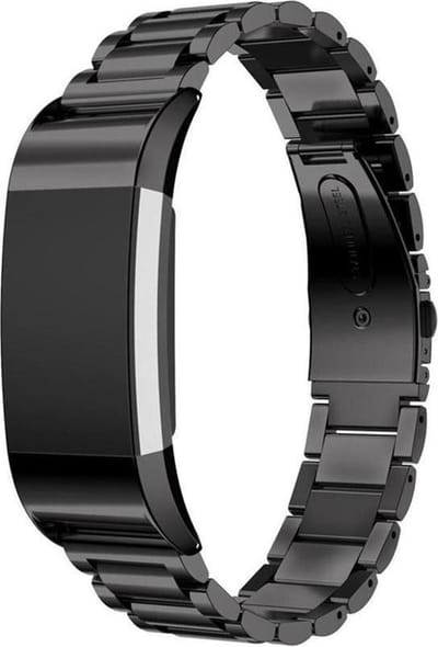 KELERINO. Metalen bandje geschikt voor Fitbit Charge 2 - Schakel - Zwart