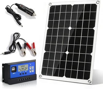 Zonnepaneel Kit - Flexibel Opladen - Energie Opwekken - Monokristallijne Cellen - 20 Watt - Zwart
