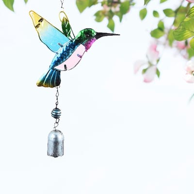 Daity 1 stuk - Kolibriebelornament - kolibriewindgong - hangende beldecoratie - geschikt voor terras - tuin - huis en buiten