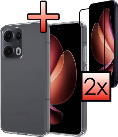 Hoesje - Met 2x Screenprotector - Geschikt voor Oppo Reno 13 Pro - Sterk & Shockproof - Back Cover - Siliconen Case - Telefoon Hoes - Transparant