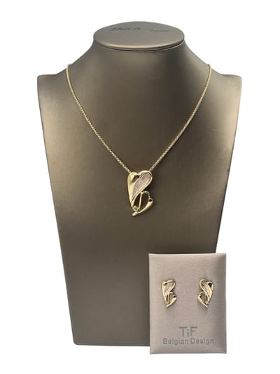 TIF - Sieraden - Sieradenset dames - Halsketting - Oorbellen - Goud - Verstelbaal 42-47 cm - Geschenkdoos
