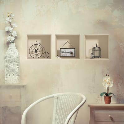 Welkomststicker met 3D-effect in vintage stijl, 40 x 120 cm