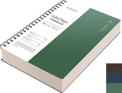 A4 Spiraal Notitieboek Gevoerd Collegeblok - 300 Pagina's - 100 gsm Dik Papier - Waterdichte Softcover