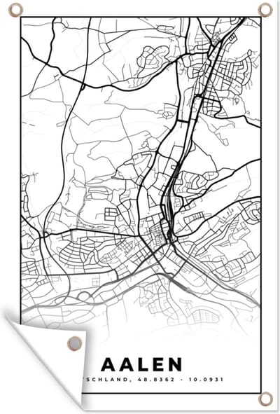 Muurdecoratie Aalen - Plattegrond - Kaart - Stadskaart - 120x180 cm - Tuinposter - Tuindoek