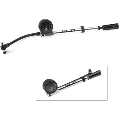 XLC PU-H03 Suspension HighAir Pro - Voorvorkpomp - Aluminium met Manometer - Zilver/Zwart