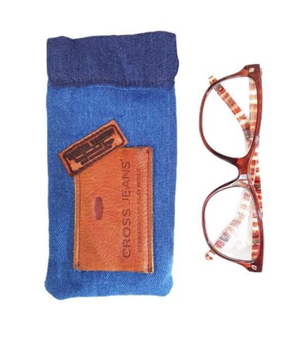 Handgemaakte Brillenkoker Jeans - Denim - Spijkerstof - Blauw - Knijpsluiting - Brillenetui - Brillentas - Snappouch