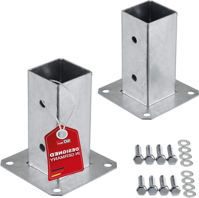 Grondankers Set - Paalhouders - Stevig Bevestigen - Vuurverzinkt Staal - 60 x 60 mm - Zilver