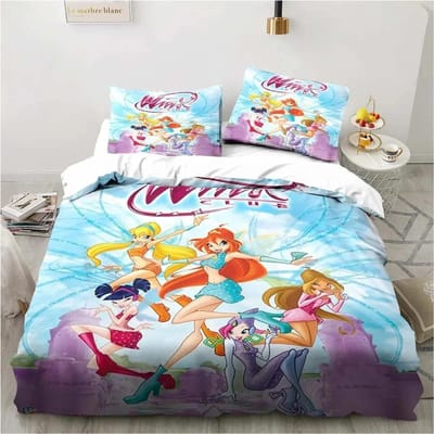 3D Print Winx Saga Club Beddengoed Set Dekbedovertrek Bedset Quiltovertrek Kussensloop Dekbed King Queen Size Jongens Volwassenen Beddengoed Set AU Double 180x210cm