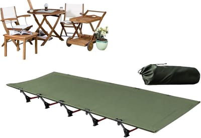 Kampeerbed - Reisbed buitenmatras - Buiten slapen - Opvouwbaar aluminium frame - 192x65x16 cm - Legergroen